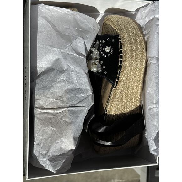 G by Guess Womens Razzle Open Toe Casual Platform Sandals, Black Satin, Size 7 M - Picture 9 of 9